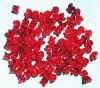 100 4x6mm Transparent Red Flower Cap Beads